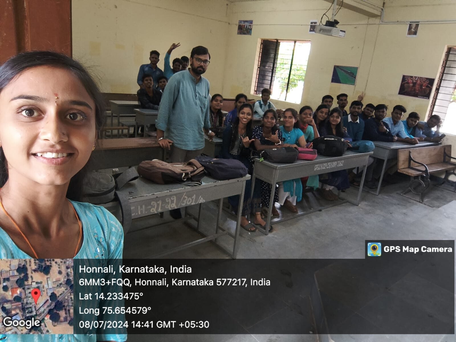 A college classroom session in Honnali, Karnataka