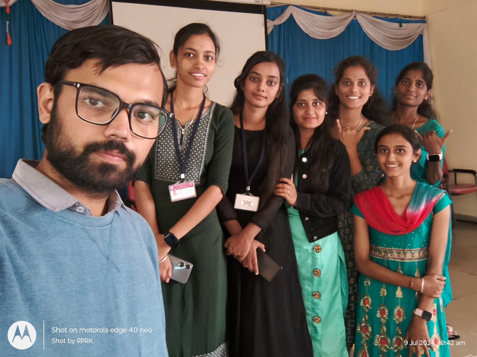 With students after a campus workshop